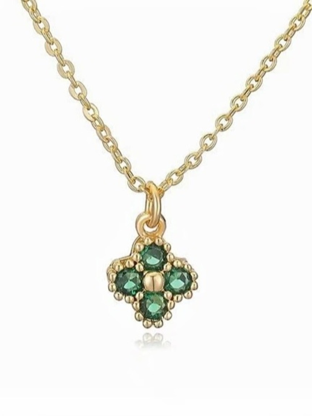 Victoria Emerson Petite Floral CZ Necklace Gold & Green